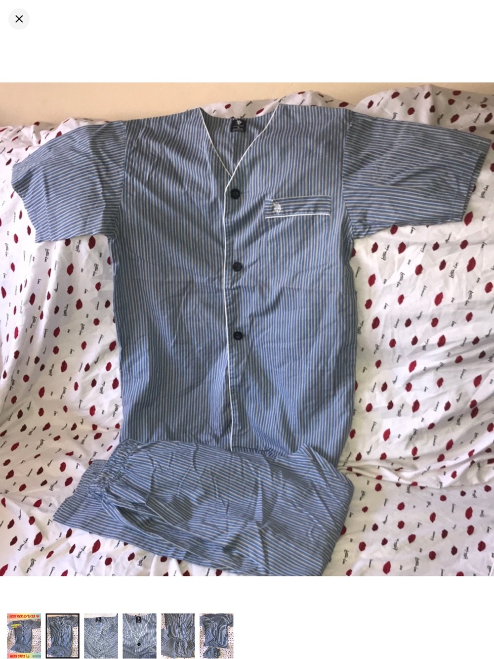 US Polo Assn small Men's Blue white grey Striped pajama set